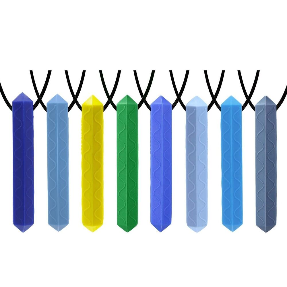 Sensory Chew Diamond Necklace for Boys 8 Pack